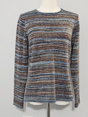 Babette Ballinger Size L Multi-Colored Earth Tones Women's Long-Sleeved Sweater